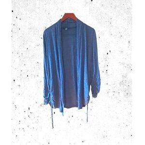 INC International Concepts Blue Open Front Waterfall Knit Cardigan Size L